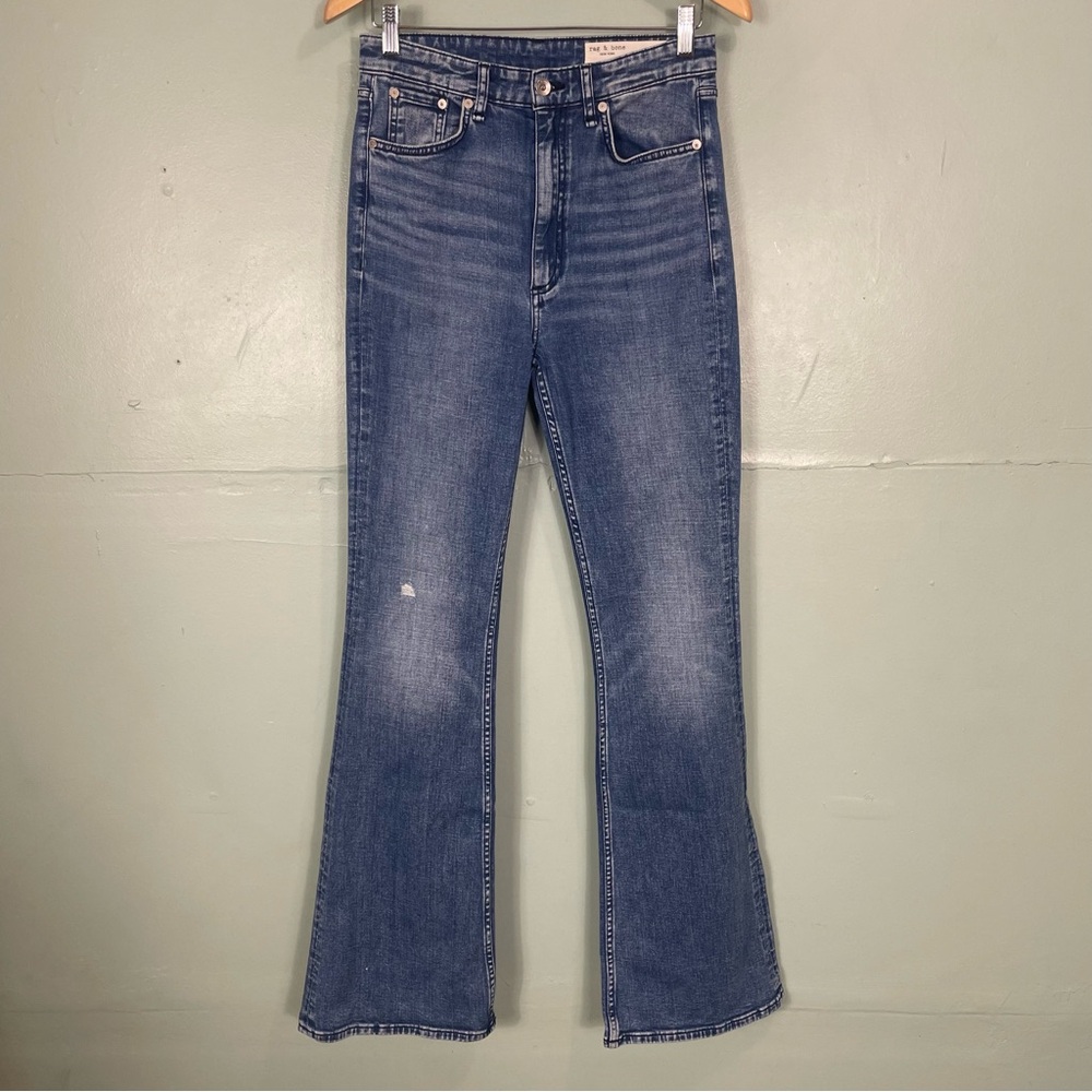 Rag & Bone Casey High Rise Flare in Malibu Blue Women Sz 27 - Picture 2 of 11